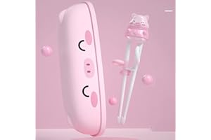 SYKEROUT juego de 2 piezas palos chino palillos de entrenamiento para principiantes con asistente adecuado para principiantes, ancianos, palillos de entrenamiento para niños, palillos de animales lindos,rosa