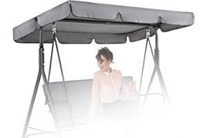 AMZCOM Hollywoodschaukel Ersatzdach, Universal Sonnendach Schwing Dachabdeckung, Gartenschaukel Baldachin Top Cover, Hollywood Swing Replacement Roof,Grau,164×114×15cm