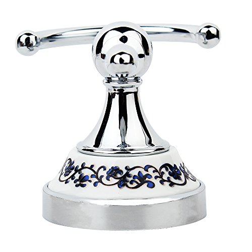 MUMENG Moderne Silber Kleidung Handtuchhaken Haken aus Wand montierten Befestigung bohren wasserdichte Haken Mantel / Robe Haken Bad-Accessoires Kleiderhaken Eedelstahl Garderobenhaken Wandhaken Metall-Keramik-Haken (Kontinentale blauweißen Mantelhaken) - 5