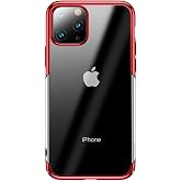 Baseus Glitter, iPhone 11 Pro Cep Telefonu Kılıfı, Şeffaf/Transparan, Kırmızı