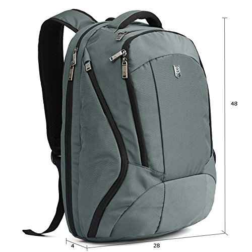 Laptop Rucksack 17,3″, Evecase Wasserabweisend Daypack mit Laptopfach 17.3 Zoll/ Akteneinteilung / Tabletfach/ Viele Zubehörfächer / Versteckbar Getränketasche – Grau - 9