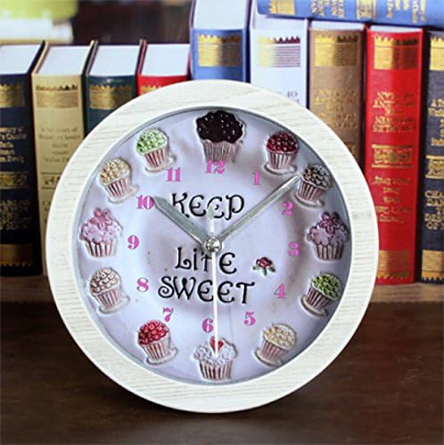 CHLWW Creative Personality Pastoral Simple Wooden Cute Color Ice Cream Silent Alarm Clock Ornaments,A
