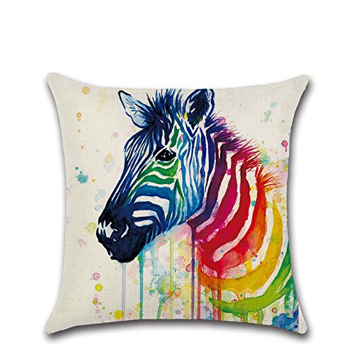 Calcifer 45,7 x 45,7 cm (45 x 45 cm) Rainbow Tiere Robuster Baumwolle Leinen Überwurf Kissen Kontakte Fall Kissen für Home Sofa Deko (Set von 6) - 3