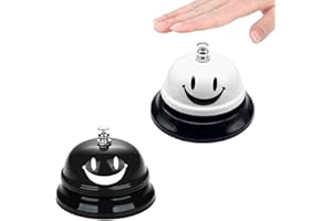 SOGHO Pack de 2 Timbres de Mesa, Campanas de Recepción Sonrientes en Blanco y Negro, Campanas Escolares de Llamada
