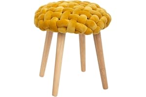 ATMOSPHERA CREATEUR D'INTERIEUR Taburete Acogedor de Punto de Mostaza, JJ327