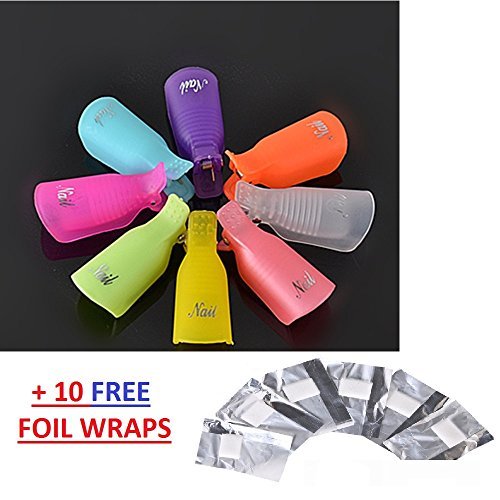 Nail Art Polish Removal Clip, NAIYAN® - NEW 10pcs Plastic Acrylic Nail Art Soak Off Peg Clip Cap UV Gel Polish Remover #UK# - GB Hot Pink