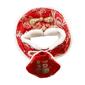 Meri Shopp Cat Collars Pet Kitten Scarf Streetwear for New Year Festival Red White