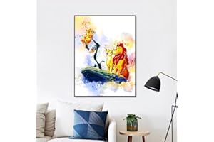 Ma Little Canv Affiche Roi Lion - Décoration murale pour chambre d'enfant de bébé, fille ou garcon - Poster Roi Lion Disney Simba | Sans Cadres 30x40cm (Rafiki & Bebe Simba)