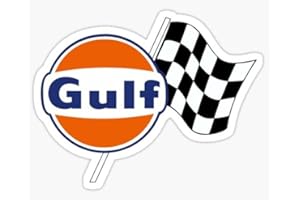 HOTRODSPIRIT petit sticker gulf orange et drapeau a droite damier 10cm autocollant huile