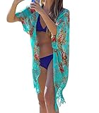 cardigan mujer playa Ligero y cómodo DELEY Mujeres Gasa Kaftan Cardigan Bikini Cover En Vestido De Playa Trajes De Baño