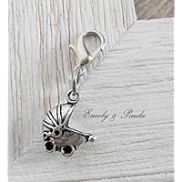 1 Charm Kinderwagen Baby Geburt Karabiner Anhänger
