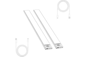Bizcasa 2 Stück Schrankbeleuchtung mit Bewegungsmelder, Schranklicht Schrankleuchte Led für Treppen, Schlafzimmer, USB Aufladbar, Kabelloses Nachtlicht (20CM-2 Stück)