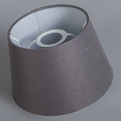 QAZQA Leinen Lampenschirm 20cm rund DS E27 leinen braun-grau , Rund konisch Schirm Pendelleuchte, Schirm Stehleuchte, - 4