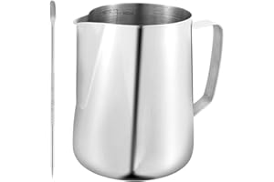 KEYOHOME Milk Jug, 900ml/30oz Stainless Steel Handheld Milk Coffee Frothing Pitcher Barista Milk Jug Cup with Measurement Mark & Latte Art Pen for Making Cappuccino Latte Coffee Art