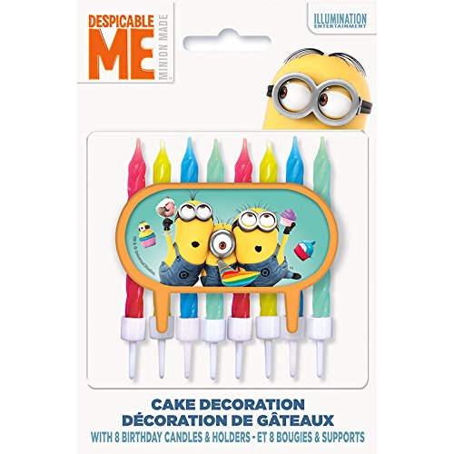 Minions – Tortendeko / Cupcake Deko mit bunten 8 Kerzen – Ich einfach unverbesserlich – Geburtstag & Party - 2