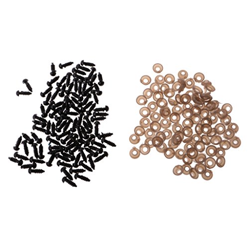 Gazechimp 100 Pcs DIY Sicherheitsaugen Kunststoffaugen Puppe Augen für Teddy Teddybär Teddyaugen – Schwarz – 6mm - 2