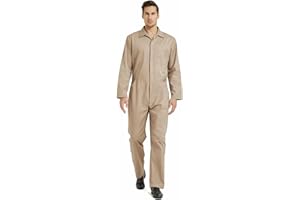 TopTie Herren Langarm-Overall, Druckknopf- und Reißverschluss-Overall