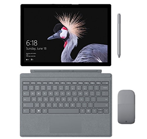 détail Pack Microsoft Surface Pro (core i5, RAM 4 Go, SSD 128 Go, Windows 10 Pro) + Type Cover Alcantara + Souris Arc + Stylet, Pack Couleur Platine
