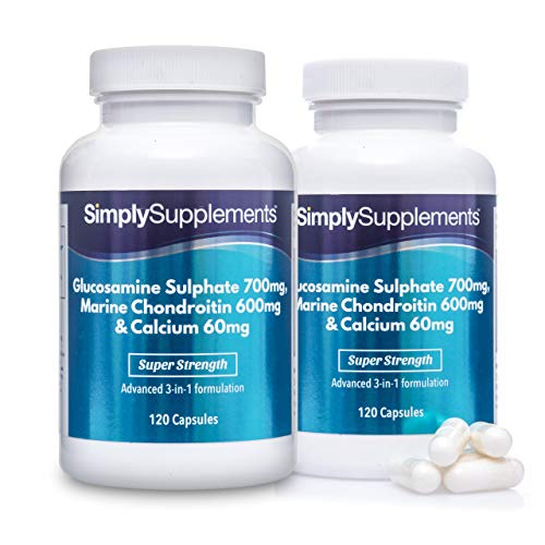 Glucosamina 700 mg, Condroitina 600 mg e Calcio - 240 Capsule - 4 mesi di trattamento - SimplySupplements