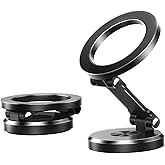 JOYROOM Soporte Móvil Coche para MagSafe, Todo Metal Soporte Magnetico Movil Plegable con 20 X N55 Súper imanes y 360° Rotaci