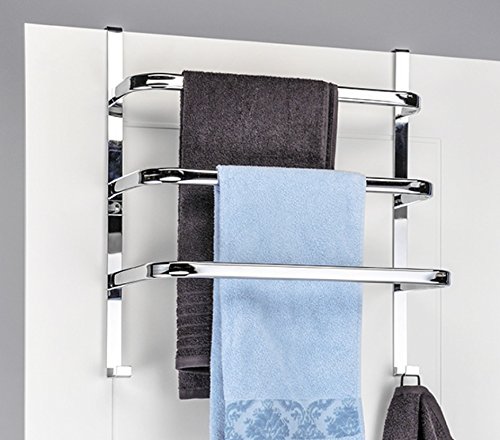 Handtuch-Halter für die Tür mit 3 Stangen und 2 Haken Chrom 56 x 49 x 25 cm