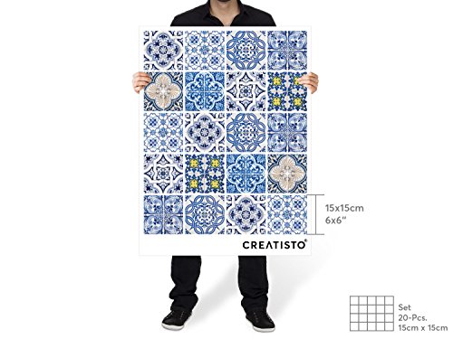 Folie für Fliesen | Selbstklebende Fliesenaufkleber – Küchenfliesen renovieren | Mosaik Fliesen-Sticker – Badezimmerfliesen verschönern | 15×15 cm Muster Motiv Klassisch – 20 Stück - 4