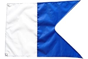 freneci Drapeau de Plongeur Sports Nautiques Drapeau de Signal Bleu et Blanc 50 X 35 Cm Drapeau Alpha