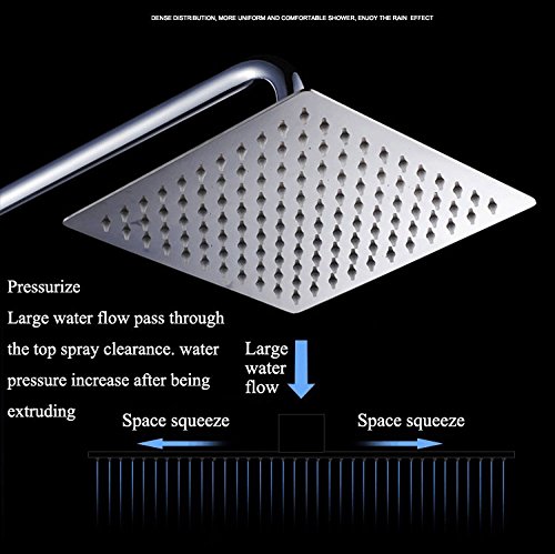 Regendusche Kopfbrause, toogou superdünn Edelstahl und High Polish Chrome, luxuriöser und langlebiger Regen Duschkopf, Regen Stil & Wasserfall Effekt ? Genießen Sie eine belebende Dusche – 10 inch square shower head - 7