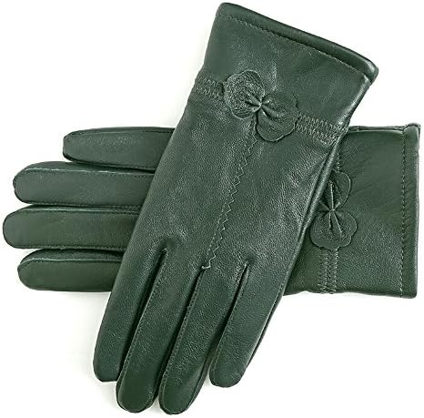 FletionElegant Women Winter Premium Soft Cabretta Leather Gloves Fleece Lined Mittens