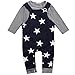 WangsAura Baby Boys Girls Long Sleeve Striped T-shirt and Stars Print Bib Pants Set