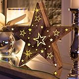 holzstern beleuchtet batterie PRODUKTDETAILS: Lichtfarbe: warm weiß / Höhe: 35 cm - Holzart: Paulownia