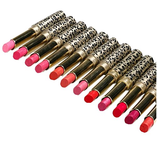 Ularmo 12 Stück / set Lippenstifte Lip Stain Make-up Leopard feuchtigkeitsspendenden Lippenstift (12 Stück / Satz)