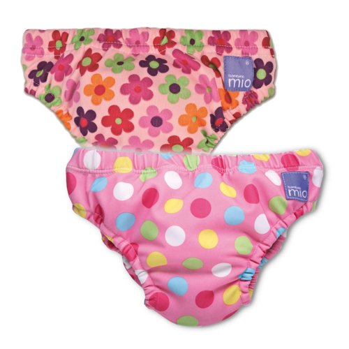 Vital Innovations Bambino Mio 2SWMXL-PD-PP Swim Nappy, Set of 2, Pink Daisy and Pink Spots, X-Large