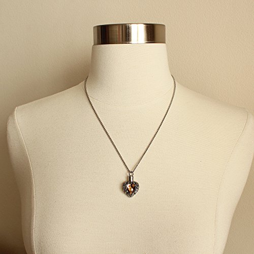 Zahara-Pet-Memorial-Urn-Necklace-20-Inches-with-Velvet-Pouch-Funnel-Angel-Heart-Champagne-Topaz-Pendant-Chain