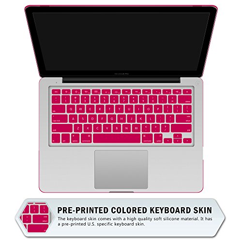 SlickBlue Macbook-Pro-13 (A1278) gummierte harte hülle mit EU QWERTY Tastatur Abdeckung und Displayschutzfolie- heiße rosa - 6