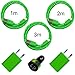 Produktbild 6in1 Set (2X USB Netzteil 5V 1A + KFZ Auto Ladegerät + 1m + 2m + 3m Nylon Ladekabel Datenkabel) kompatibel mit [Apple iPhone 10 X 8 8 Plus 7 7 Plus 6S 6S Plus 6 6 Plus 5S 5C 5 SE, iPad | iPod] grün