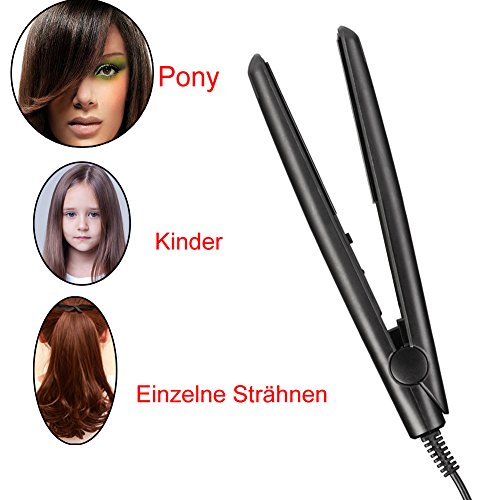 LadyHelena® Mini Glätteisen / Haarglätter Tourmaline Keramik mit Beutel EU Stecker Schwarz - 5