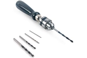 QWORK® Pin Vise Hand Drill Bits, Micro Mini Twist Drill Bits Set, Ideal for Woodworking Precision DIY Model Jewelry Walnut Amber Beads Plastic with Chuck Key & Twist Drill Bits