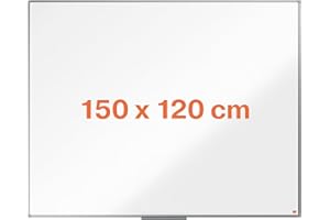 Nobo Steel Magnetic Whiteboard, 1500 x 1200mm, Aluminium Trim, Corner Wall Mounting, Includes Whiteboard Pen Tray, Essence Range, 150 x 120cm, White, 1915487