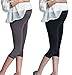 Mija – Set of 3: 2 pairs of maternity 3/4 cropped leggings + waist extender 7202 (14, Black + Beige)