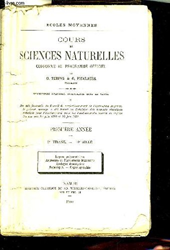 COURS DE SCIENCES NATURELLES CONFORME AU PROGRAMME OFFICIEL - ECOLES MOYENNES - PREMIERE ANNEE 3E TIRAGE - LECONS PREPARATOIRES ANATOMIE ET PHYSIOLOGIE HUMAINES ZOOLOGIE DESCRIPTIVE BOTANIQUE ORGANIOGRAPHIE. francais COURS DE SCIENCES NATURELLES CONFORME AU PROGRAMME OFFICIEL - ECOLES MOYENNES - PREMIERE ANNEE 3E TIRAGE - LECONS PREPARATOIRES ANATOMIE ET PHYSIOLOGIE HUMAINES ZOOLOGIE DESCRIPTIVE BOTANIQUE ORGANIOGRAPHIE. francais