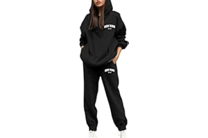 Couawaticy Tracksuit Womens Full Set Long Sleeve Sweatshirts Sweatpants Loungewear Sets with Pockets Sweatshirt Pants Joggings Suits
