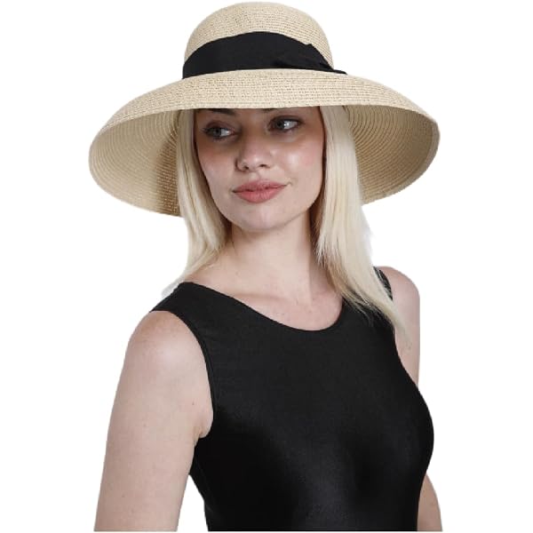 Breiter Sombrero De Paja Pamela – Ala Ancha 100% Paja De Alga Marina, Flexible Y Transpirable (Natural)