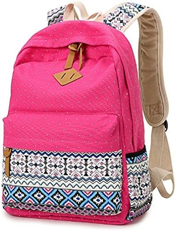 SIncek Cute Lightweight Canvas Bookbags School Backpacks for Teen Girls - Pink