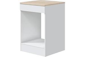 Mobelcenter, Mueble Bajo de Cocina para Horno y Placa de Cocina, Acabado Color Blanco Brillo y Roble Canadian, Medidas: Ancho: 60 cm x Fondo: 60 cm x Alto: 90 cm (1533)