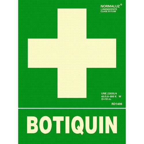 Normaluz RD14108 - Señal Luminiscente Botiquin Clase B PVC de 0.7mm con CTE, RIPCI, 22.4 x 30cm