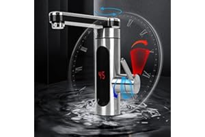 TOPQYY Elektrische Wasserhahn mit Durchlauferhitzer 3.3KW, Elektrischer Sofortiger Warmwasser Armatur, Edelstahl KüChenarmatur Warmwasserbereiter, Smart Heater, LED Temperaturanzeige, 360° Swivel