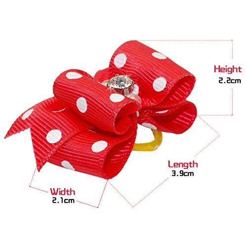 UEETEK-20pcs-Lovely-Pet-Dog-Hair-Bows-Accessories-Cat-Puppy-Hair-Clips-with-Rubber-Bands-PolkaDot