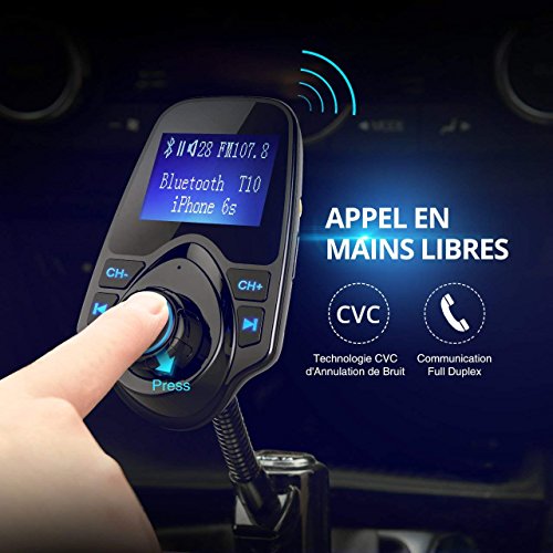 VICTSING-Transmetteur-FM-Bluetooth-Kit-de-Voiture-Mains-Libres-sans-Fil-Chargeur-USB-de-Voiture-avec-35mm-Port-Audio