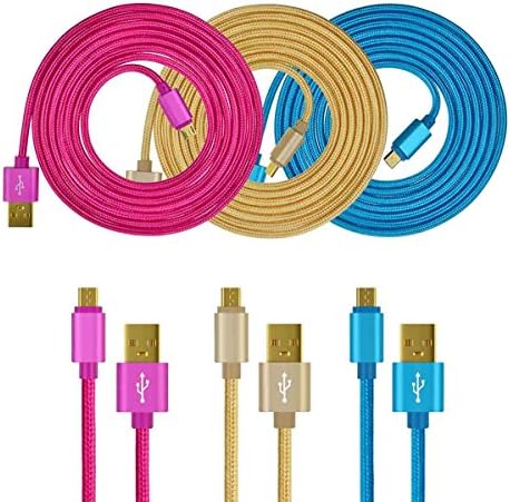 Micro USB Charger Cable, CIKOO 3 Pack 2M Long Nylon Braided Micro USB 2.0 Data Fast Charging Cable for Galaxy S7 S6 Edge S5 Note 5 Tab, LG, ZTE, Huawei Xiaomi Android Device